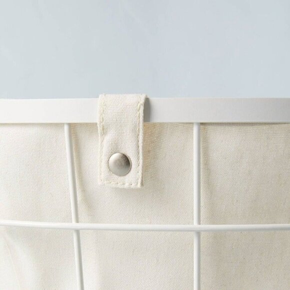 Hearth & Hand Magnolia 24" Large Wire & Fabric Laundry Hamper Wheels Sour Cream - Picture 3 of 7